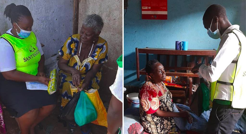 In Muyenga, einem Viertel von Kampala in Uganda, verteilt Sant'Egidio Hilfsgüter an durch die Pandemie verarmte alte Menschen